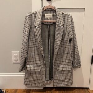 Liverpool Gray and Black Plaid Boyfriend Blazer